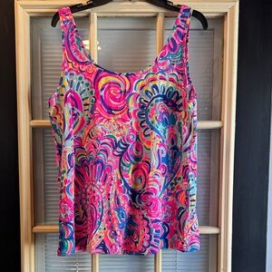 Lilly Pulitzer Pink and Blue Paisley Tank Top